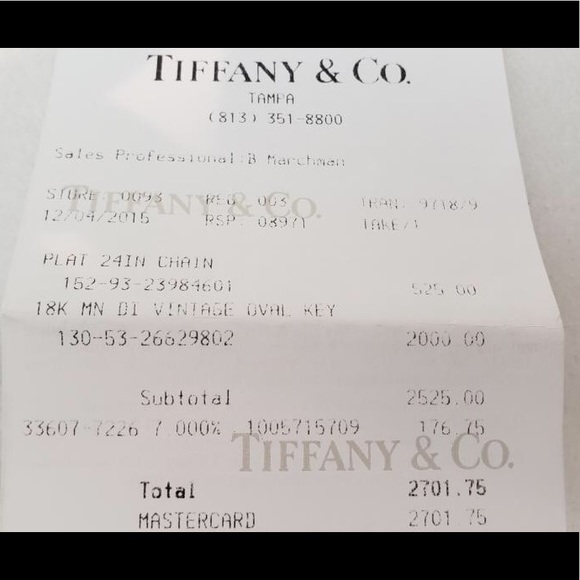 Tiffany Necklace and Key Charm - Picture 2 of 4